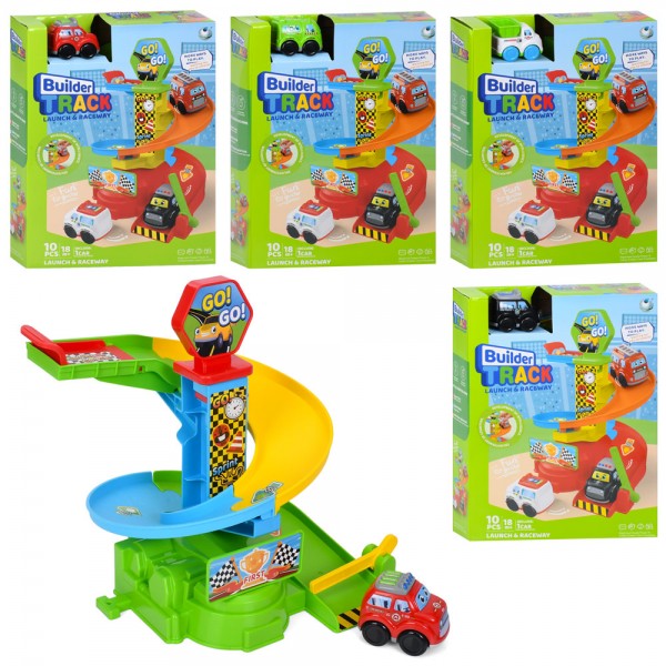 246136 Гараж 099-1 трек, 28-25,5-в29,5см, машинка 7,5см, 10деталей, мікс видів, в коробці, 30-40-8см