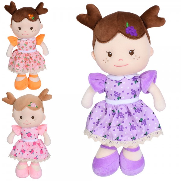 246168 Лялька A2504A-C-D-14 35см, м'яконабивна, 3 види, у пакеті, 42-21-8см