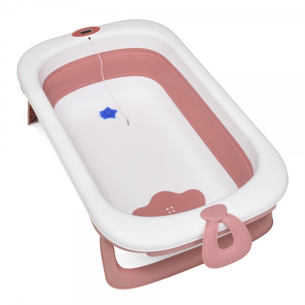 157047 Ванночка ME 1106 T-CONTROL Pink дитяча, з термометром, силікон, складана, рожевий, 87-51-23.