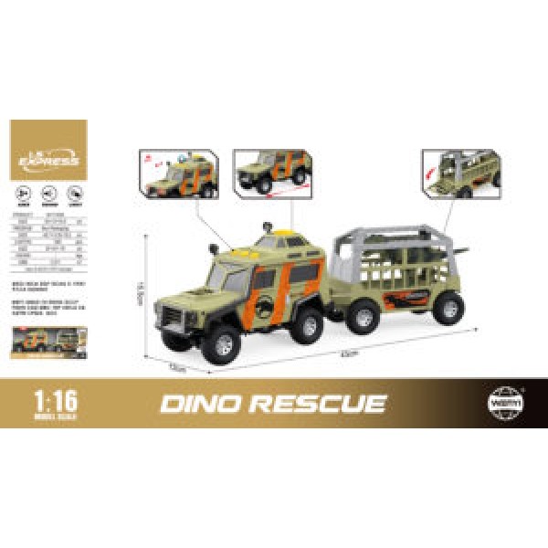 248669 Набір з транспортом WY1163A джип з причепом, 1:16, муз., світло, динозавр, бат., кор.,45,5-18,5-13см