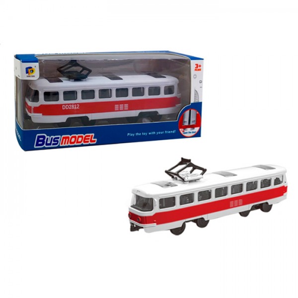 243689 Трамвай DD2814A інерц, 17см, відчиняються двері, 3 кольори, в кор-ці, 18-7-4,5см
