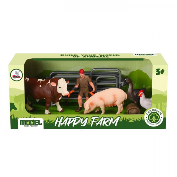 242806 Ферма XTY-802 тварини 2 шт., птахи 2 шт., фігурка, паркан, кор., 31-10-13 см.