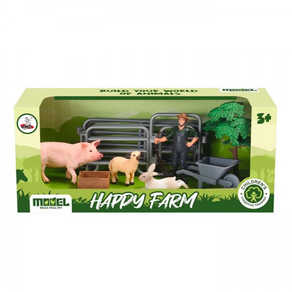 242808 Ферма XTY-806 тварини 3 шт., фігурка, возик, паркан, кор., 31-13-10 см.