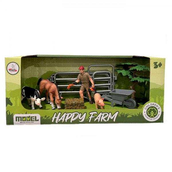 242811 Ферма XTY-811 тварини 3 шт., фігурка, возик, паркан, кор., 31-13-10 см.