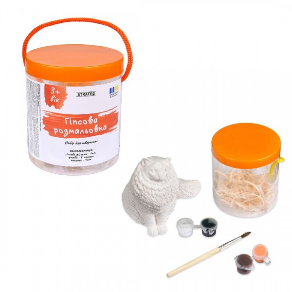 242729 Набір для творчості Strateg Гіпсова розмальовка. Котик (30943)