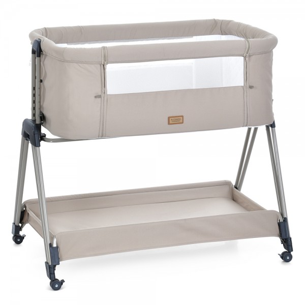 216551 Приставне ліжко ME 1179 HARMONY Taupe Beige дитяче, 4 колеса, матрац, гойдалка, ремені, бежевий