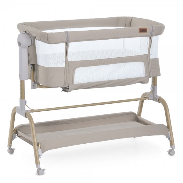 216553 Приставне ліжко ME 1180-W INTENSE Taupe Beige з функцією заколисування,дитяче,4кол.,матрац,гойд.,беж