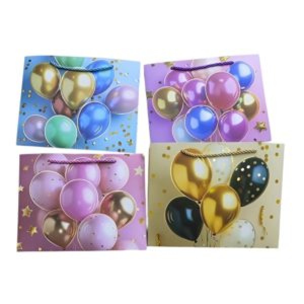 262828 Пакет подарунковий паперовий M "Party Balloons" 26*32*12см