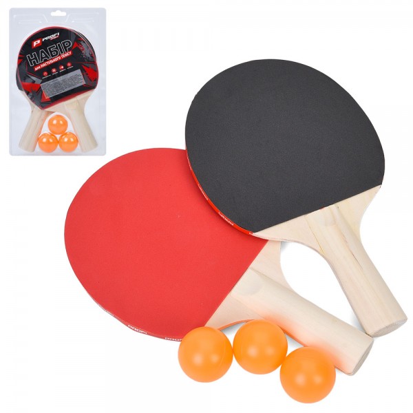 138050 Ракетка MS 0215-1 2шт., EVA, ручка  дерев'яна, 3 кульки, бліст., 19-29-4,5см.