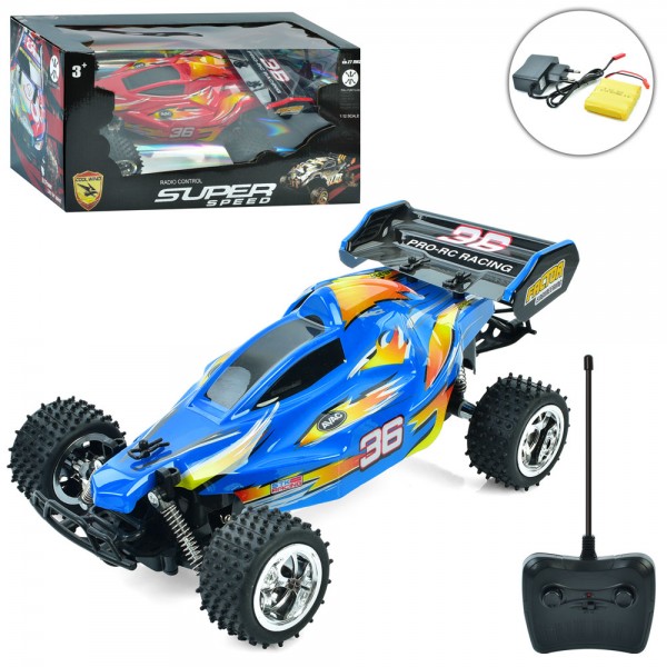 162720 Машина 999-36 радіокер., акум., зарядне, аморт., небит. корпус, 2 кольори, кор., 38-19,5-20,5 см.