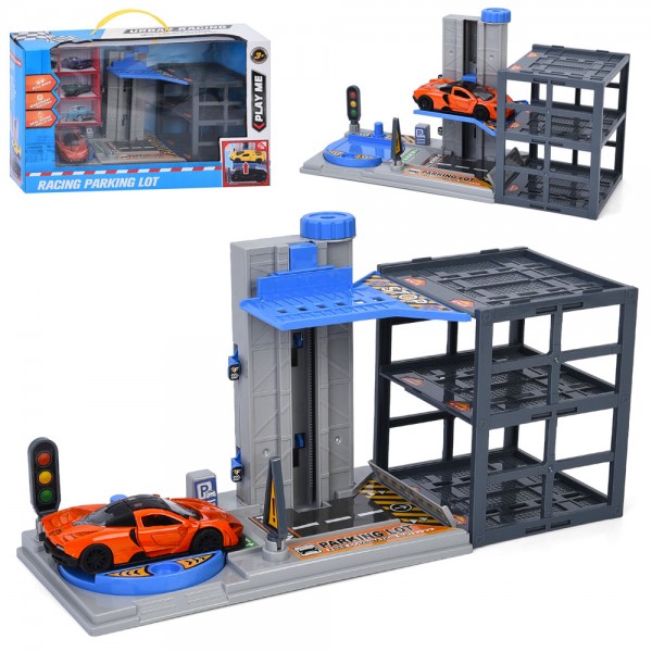 246185 Гараж MH-1986 3 поверхи, 31-11-в16см, ліфт(заводний), машина(метал, 10см, інерційна, гумові колеса