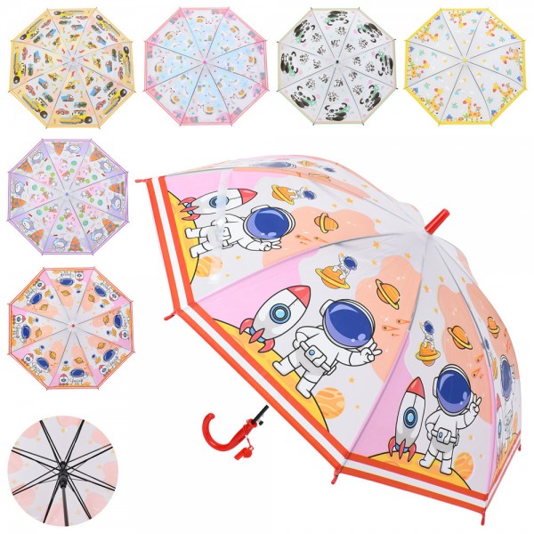 249919 Парасолька дитяча MK 5790 довжина 65см, тростина 60см, діаметр 84см, спиця 48см, 6 видів,,кул.