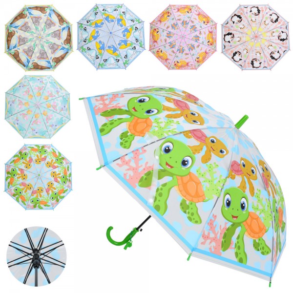 249920 Парасолька дитяча MK 5791 довжина 64,5см, тростина 60см, діаметр 85см, спиця 48см, 6видів, кул.,