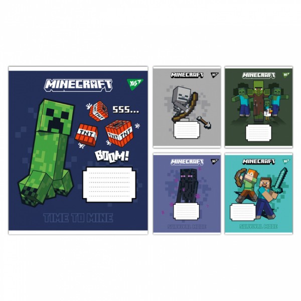 226081 А5/12 кл. Yes Minecraft Signs, зошит учнівський шкільний