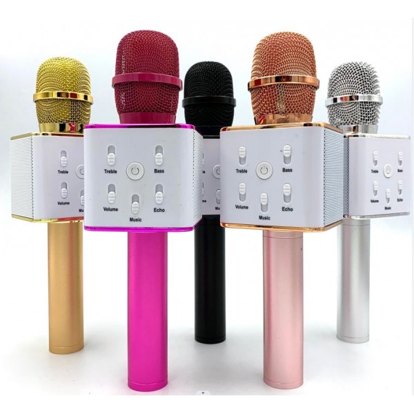 261907 Мікрофон Q7-1 акум, Bluetooth, USB зарядне, мікс кольорів, кор., 9-25,5-8 см.