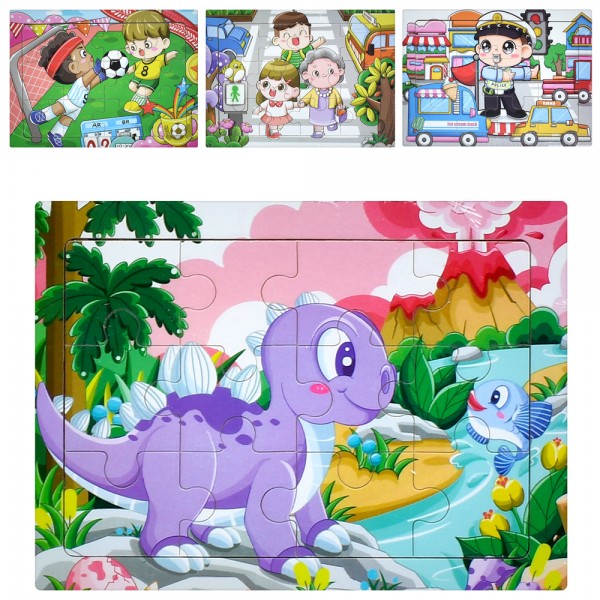 222306 Дерев'яна іграшка Пазли MD 1354 12дет, мікс видів, кул., 15-11-0,5 см.