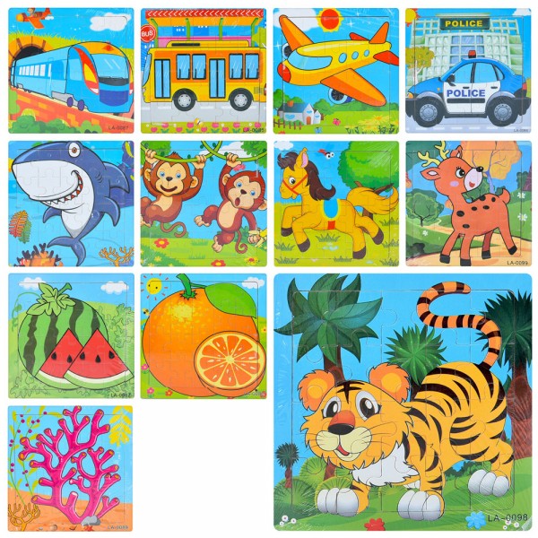 222308 Дерев'яна іграшка Пазли MD 1994 20дет,мікс видів (тварини,транспорт,морські мешканці,фрукти),кул.,15