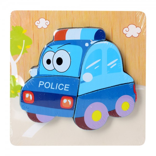 72784 Дерев'яна іграшка Пазл 15X15-5 поліцейська машина, кул., 14,5-14,5-1,5 см.