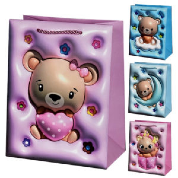 244859 Пакет подарунковий паперовий M "Teddy 3D" 26*32*12см R96977-M