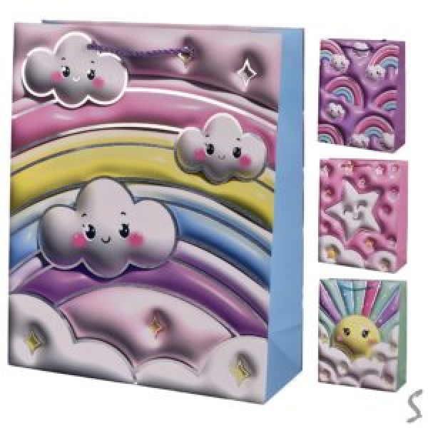 244861 Пакет подарунковий паперовий M "Wonderful world 3D" 26*32*10см R98358-M