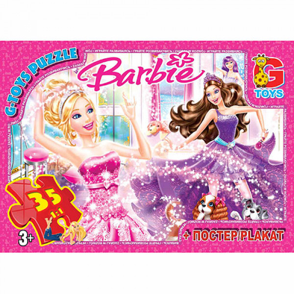 6466 BA001 Пазли ТМ "G-Toys" із серії "Barbie", 35 ел.