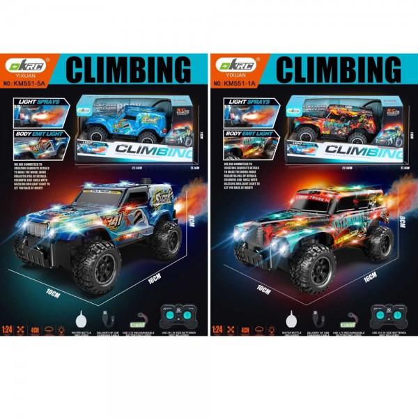 244118 Джип KM555-1A-5A радіок.,акум,16см,1:24,пара/дим,світло,корп.не б'ється, гум. колеса,USBзаряд.,2види