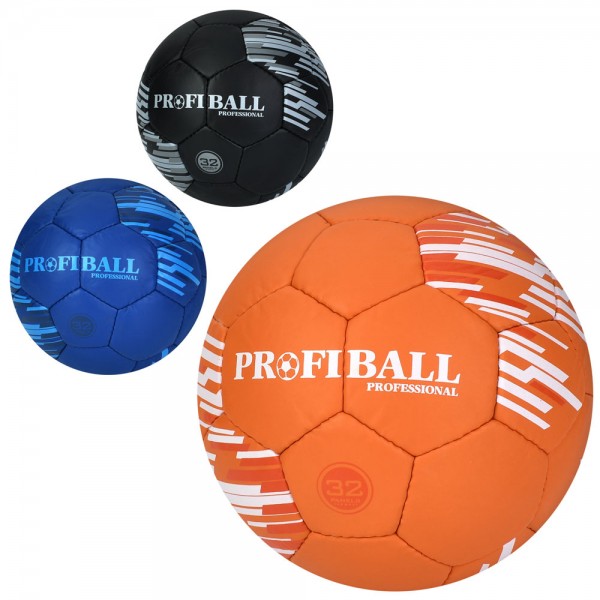 244121 М'яч футбольний 2500-307 розмір 5,  ПУ1, ручна робота, 32 панелі, 410-430г, 3 кольори, в пакеті