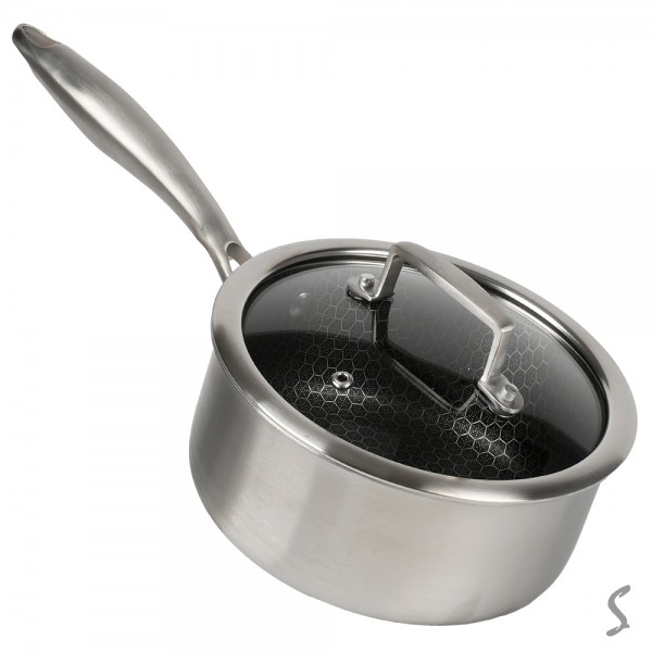 246985 Ківш з антипригарним покриттям з кришкою "Соти" 1.9л (d18*8.5см) інд. дно,10384-18