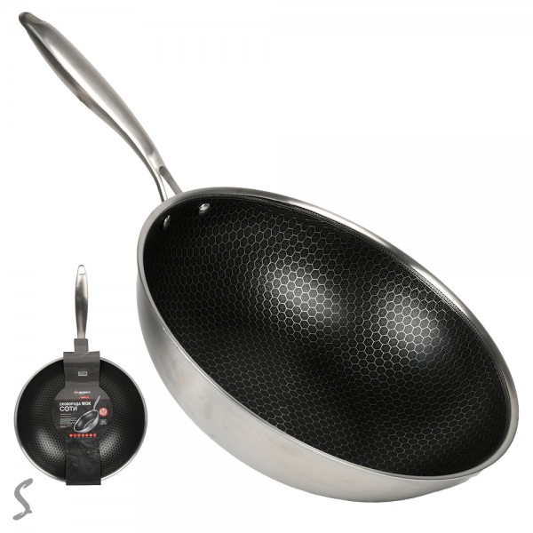 246739 Пательня WOK з антипригарним покриттям "Соти" d32*9см інд. дно, 10385-32