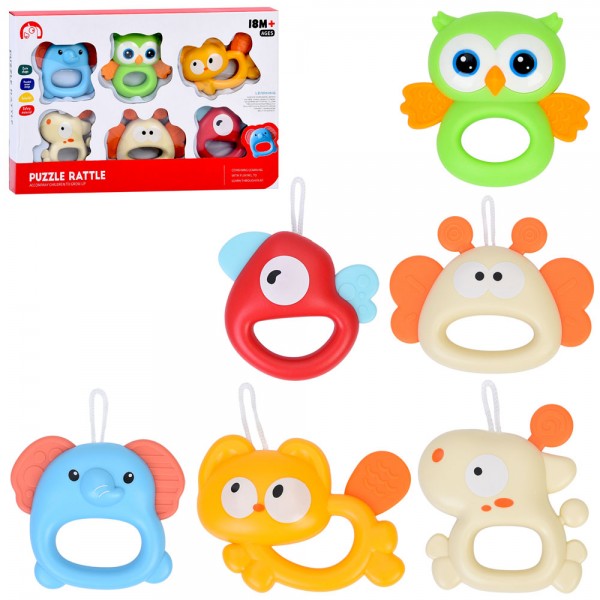 246245 Брязкальце 1688-94 набір 6 шт., прорізувач, текстурні деталі, петелька, кор., 32-20,5-4 см.