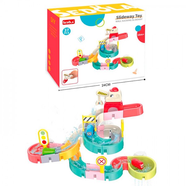 246372 Гра для купання 8366-45A трек-водоспад, транспорт, присоски, кор., 24,5-20-8,5 см.