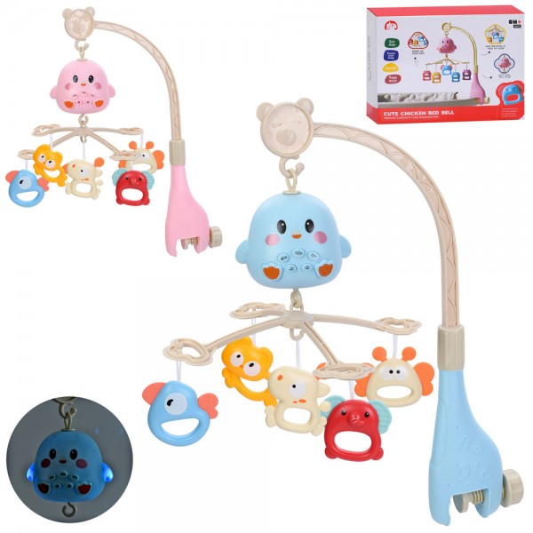 246286 Карусель на кроватку 1688-101-103 мобіль на ліжечко, підв. 5шт(тварини-брязкальця), музика