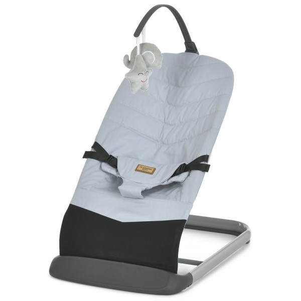 246429 Баунсер ME 1178-1 IZZY Gray 3 полож.спинки, льон, дуга з іграшками, cірий