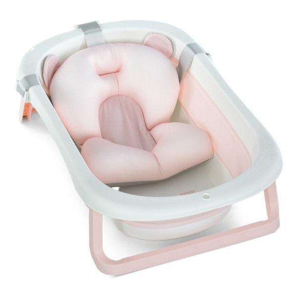 246432 Ванночка ME 1151 PLUS Peony Pink дитяча з термометром,вкладиш,силікон,складана 78,3*49,3*20,5,рожев.