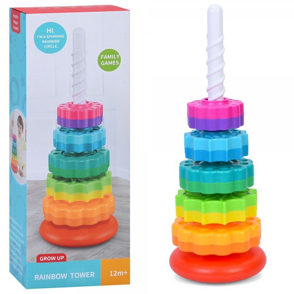 246479 Пірамідка 31403 35,5см, гвинтова пірамідка, спіральна пірамідка, кільця 5шт (текстурні), в кор-ці