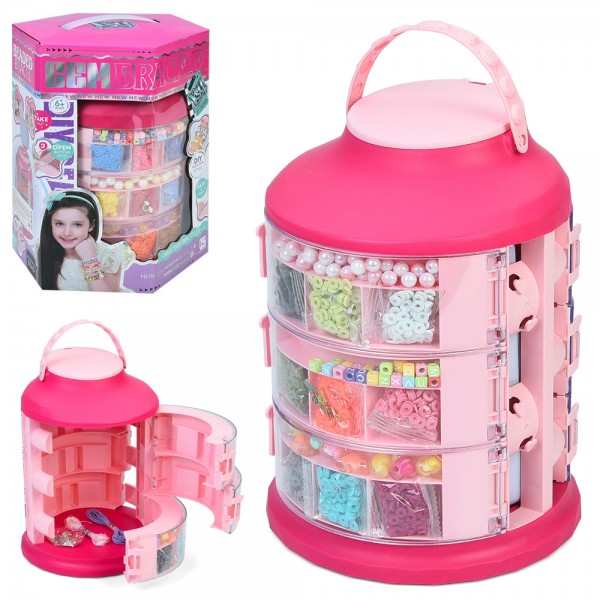 227423 Бісер KSY935 скринька (кришка-дзеркало, 3 яруси),намистини,підвіски,нитки,пінцет,застібки(мет.),кор.