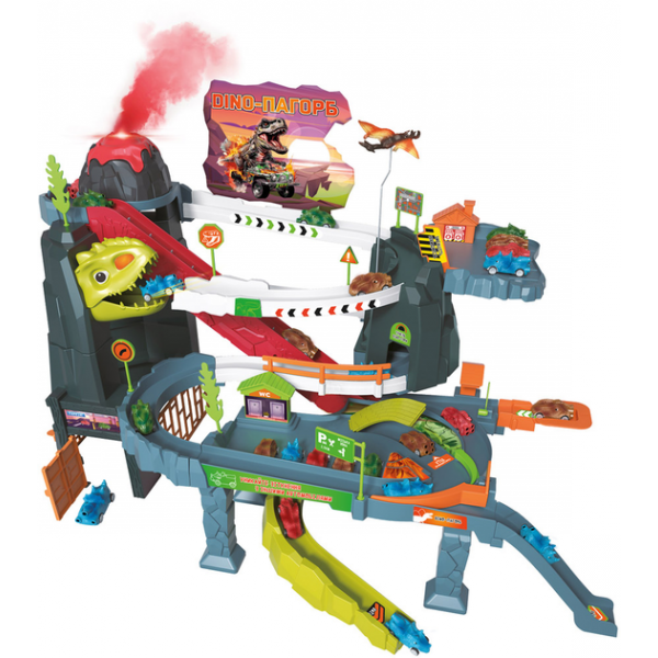 221845 Ігровий набір ZIPP Toys Dino автотрек-вулкан електричний, 8 машинок,
