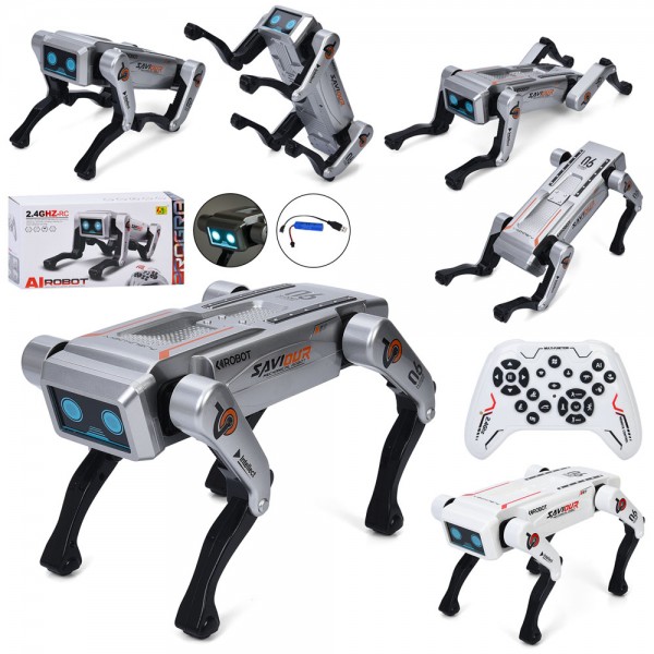 247921 Тварина 955-259 радіок.2,4G, собака, акум, 29см, муз.,звук(англ),світло,ходить,танцює,2кольори,кор.,