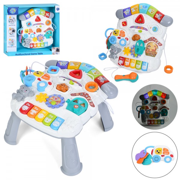 247925 Центр розвиваючий 7763A ігр.стіл34-32-в21см,мікр,муз,світ,піан,шест.на бат-ці, в кор-ці, 42,5-42-7см