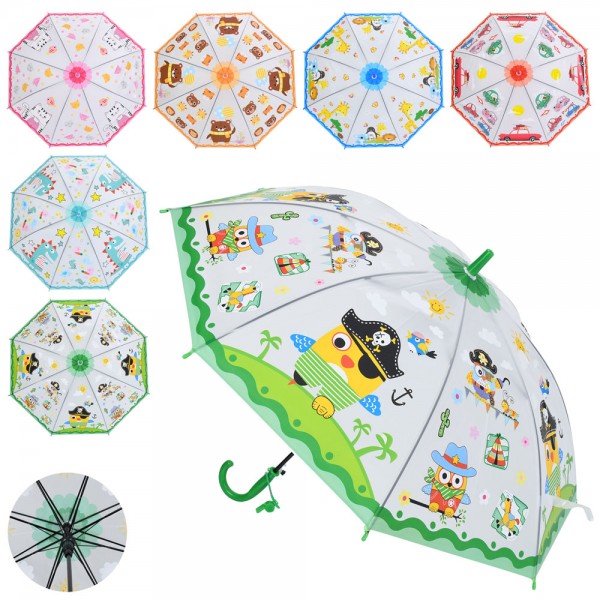 249923 Парасолька дитяча MK 5794 довжина 65см, тростина 60см, діаметр 84см, спиця 48,5см,6 видів, кул.,