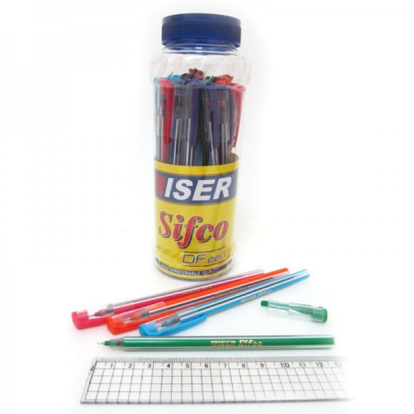 131395 Ручка масл. Wiser "Sifco" 0,6мм банка/30шт, корпус mix, синя