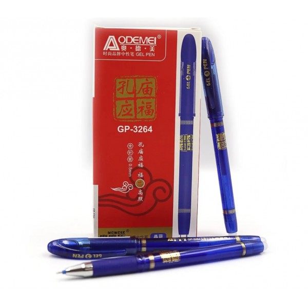 131393 GP-3264 Ручка гелева стирається голчаст.накін, 0,5мм, синя, грип, 12шт/етик.