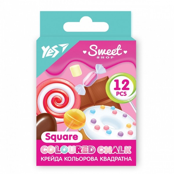 152341 Крейда YES кольорова квадратна 12 шт. "Sweet Cream"