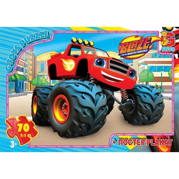 137367 ZE018 Пазли ТМ "G-Toys" із серії "Blaze" (Блейз), 70 елементів