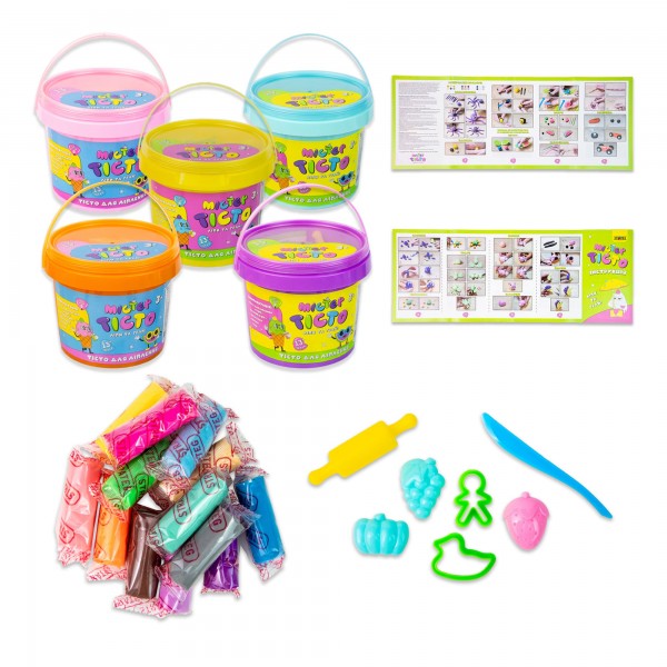 230185 Набір для творчості Містер тісто 13 штук у відрі Strateg українською мовою (41005)