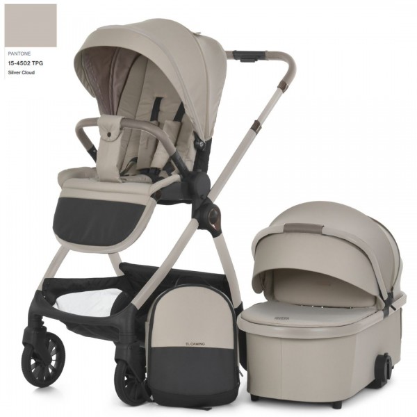 249350 Візок універсал., 2в1 El Camino RIVIERA ME 1183 Silver Milk (1шт) люлька+прогул.блок,рюкзак,молочний