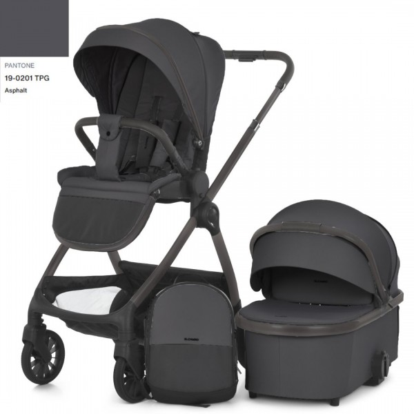 248952 Візок універсал., 2в1 El Camino RIVIERA ME 1183 Vulcan Gray люлька+прогул. блок, рюкзак,темн-сірий