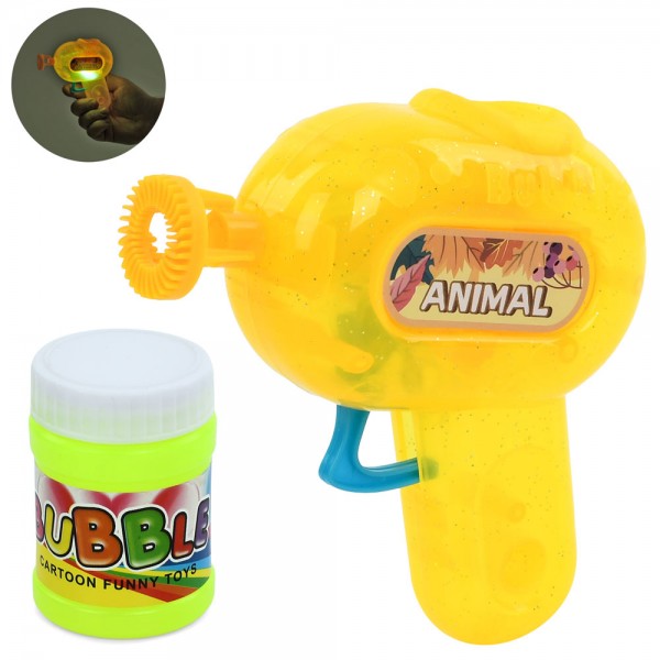 222313 Мильні бульбашки 1140-1 пістолет, механічний, світло, запаска, бат.(табл), 17-15-4 см.