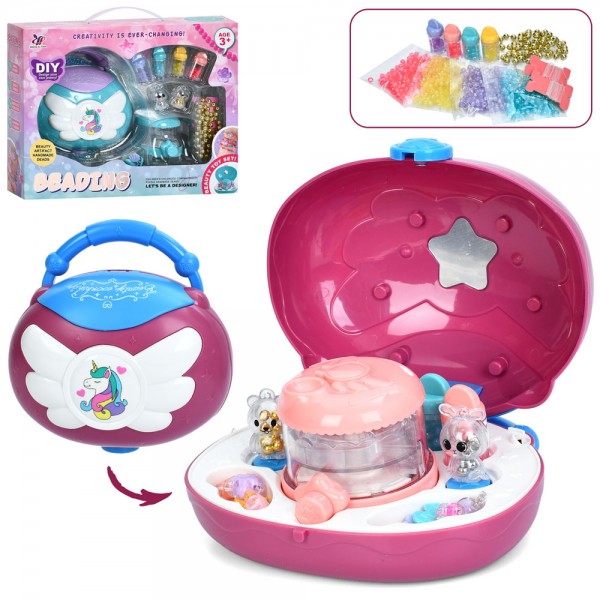 222315 Набір для творчості 828-202A-B набір для плетіння прикрас,скринька-сумка,намистини,підвіски,2кольори