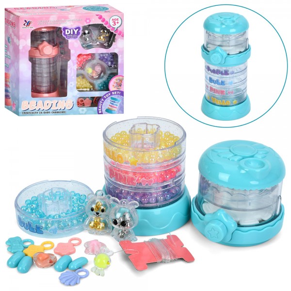 222321 Набір для творчості 828-203A-B набір для плетіння прикрас,намистини,скринька,2 кольори,кор.,18,5-18